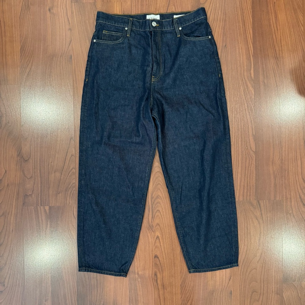 Frame Dark Blue ultra High Rise Barrel Jeans size 31